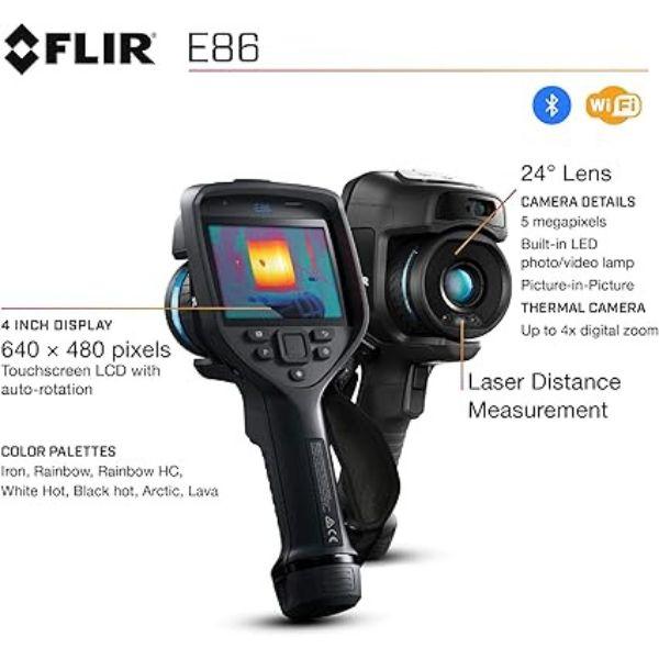 FLIR E86 Thermal Camera IR Resolution 464 × 348 pixel with laser-assisted autofocus